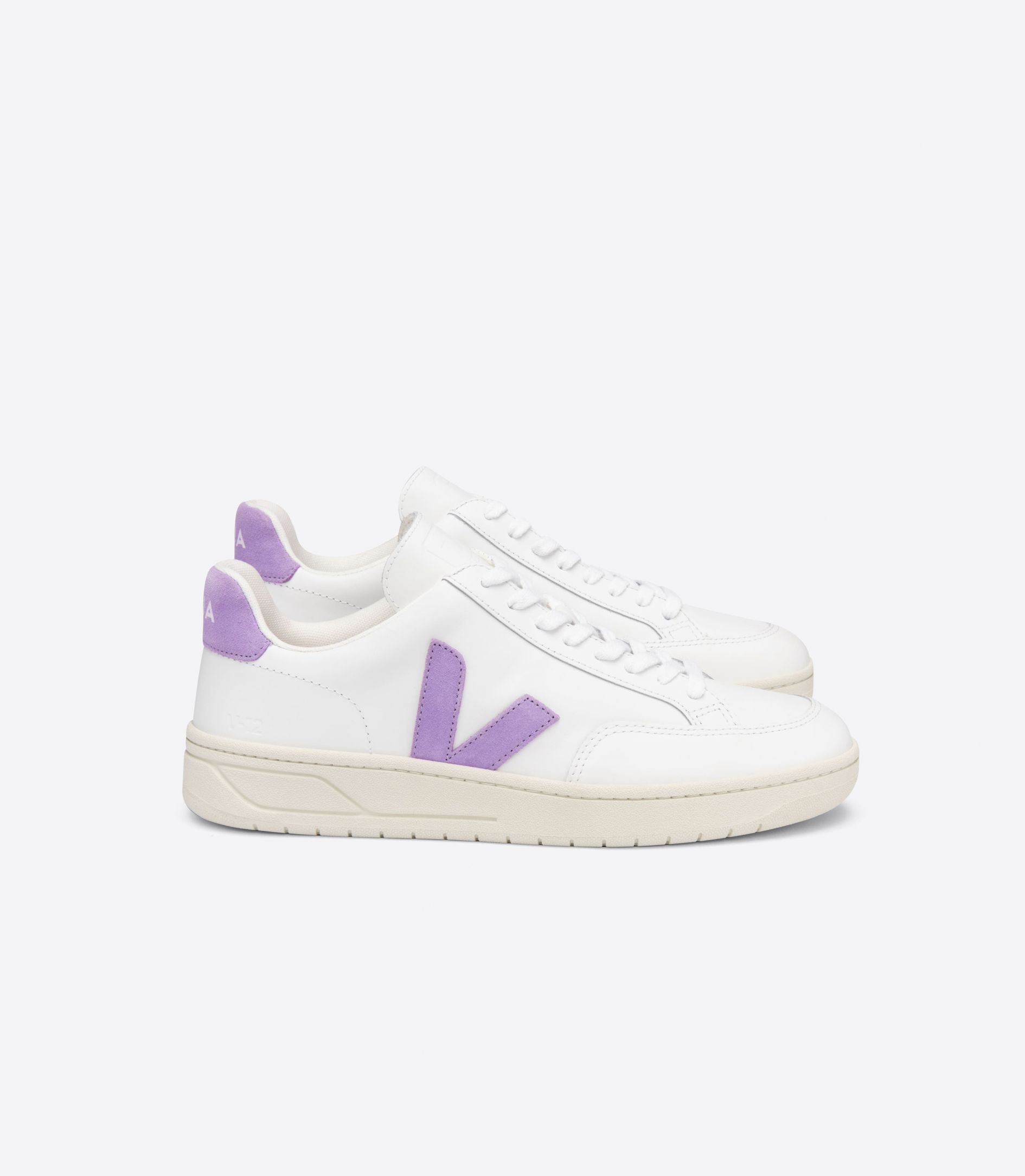 Veja V-12 Leather Women's Sneakers White Orange | VJ78250G