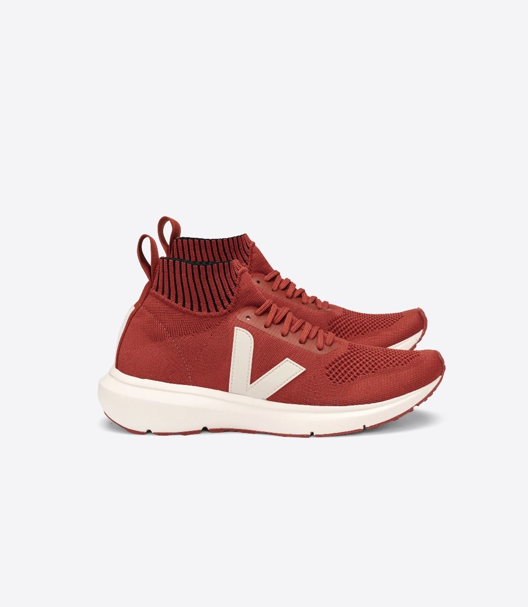 Veja V-Knit Veja X Rick Owens Mid Vegan Women's Sneakers Red | VJ20478F